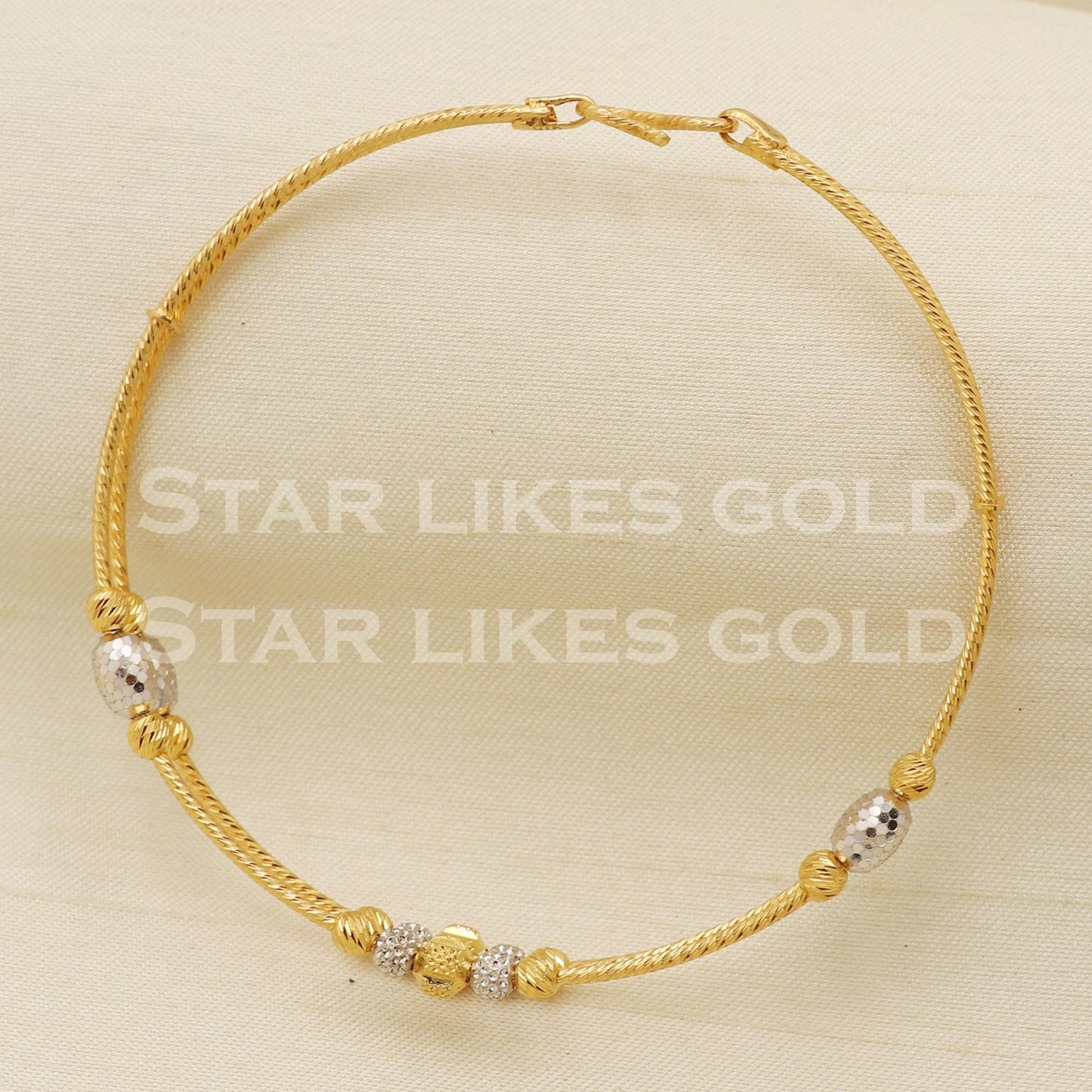 22K Gold Double Line Beaded Bracelet for Women Hallmark Jewelry, PR1388