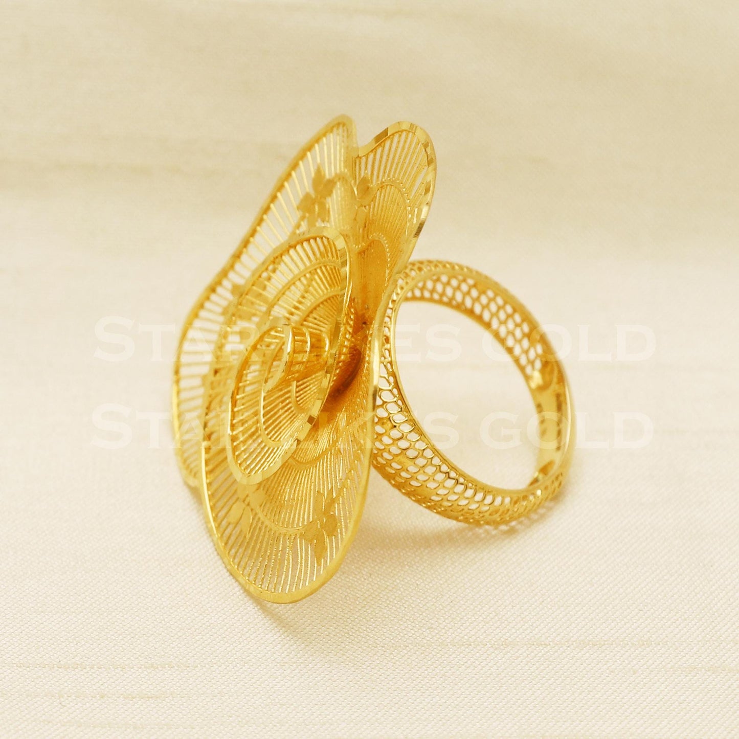 Dainty 18k Gold Layered Flower Ring | Premium Artisan Jewelry, PR1040