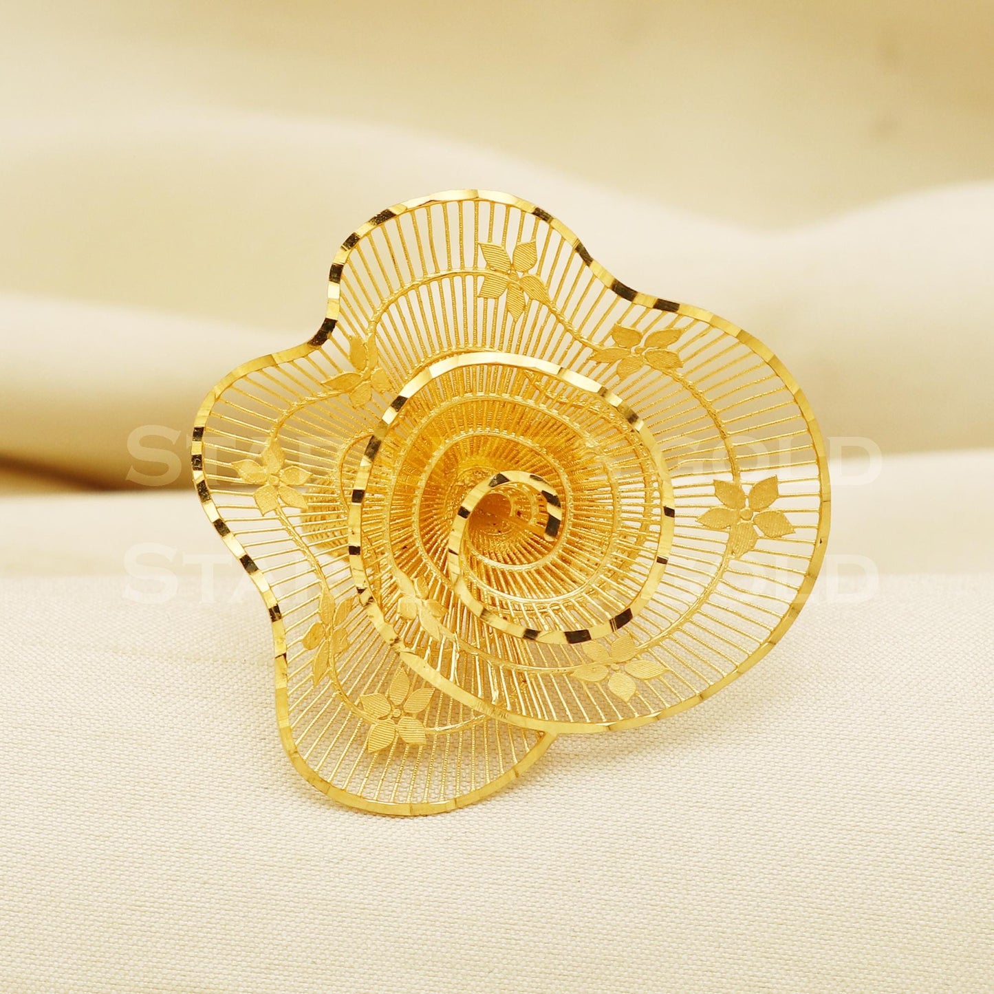 Dainty 18k Gold Layered Flower Ring | Premium Artisan Jewelry, PR1040