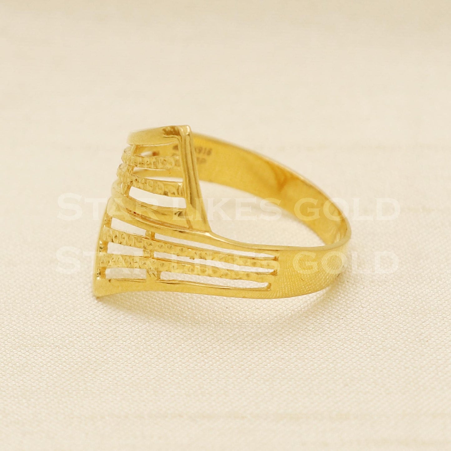 Handcrafted 22K Gold Angular Designer Ring | Unique 916 Hallmark Gift, PR1064