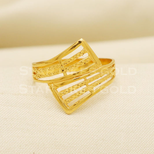 Handcrafted 22K Gold Angular Designer Ring | Unique 916 Hallmark Gift, PR1064