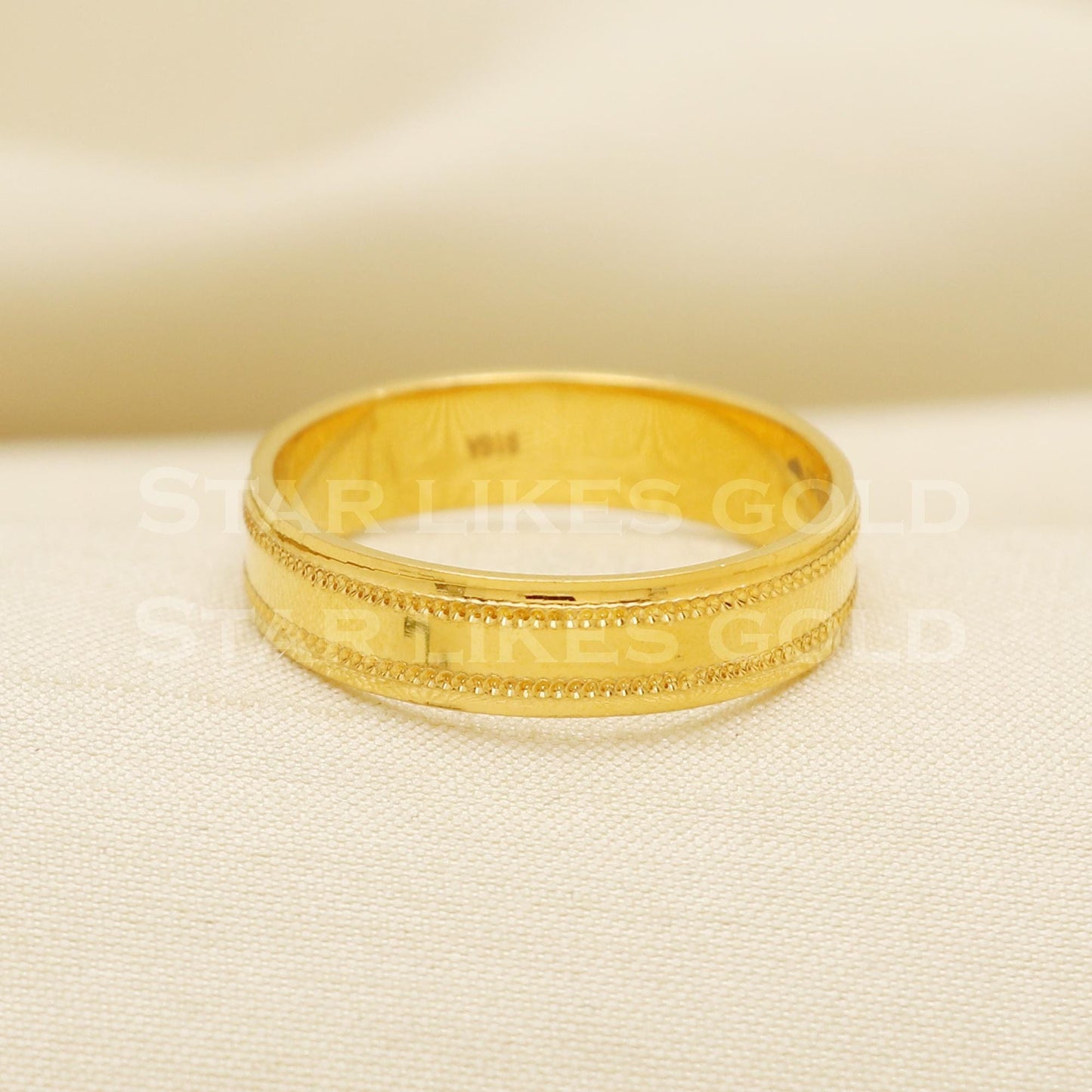 Classic 22K Gold Textured Band Ring | Elegant Unisex Gold Band, PR1067
