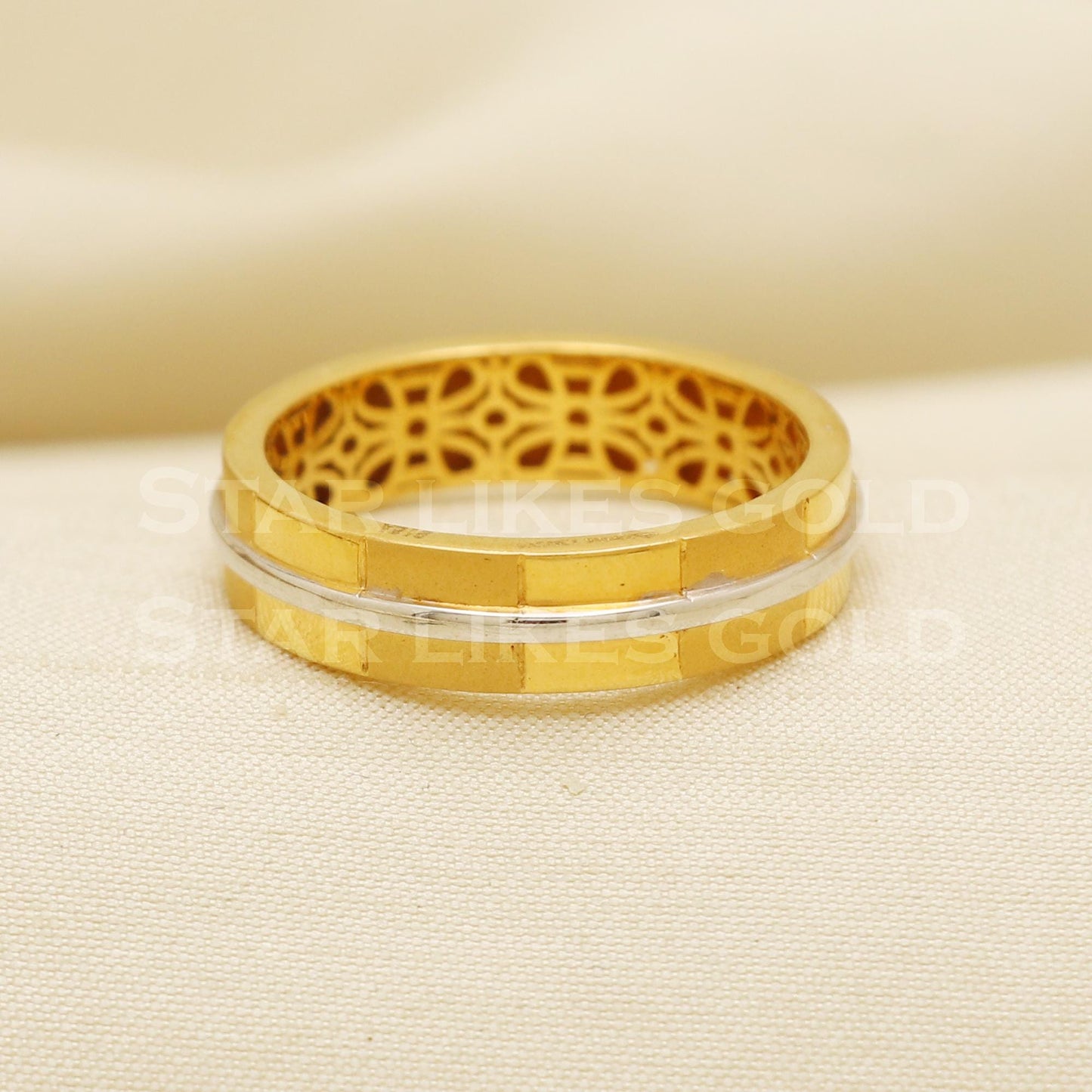 Exquisite 22K Gold Dual-Tone Comfort Fit Band | Classy Everyday Jewelry, PR1075