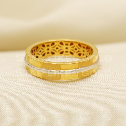 Exquisite 22K Gold Dual-Tone Comfort Fit Band | Classy Everyday Jewelry, PR1075