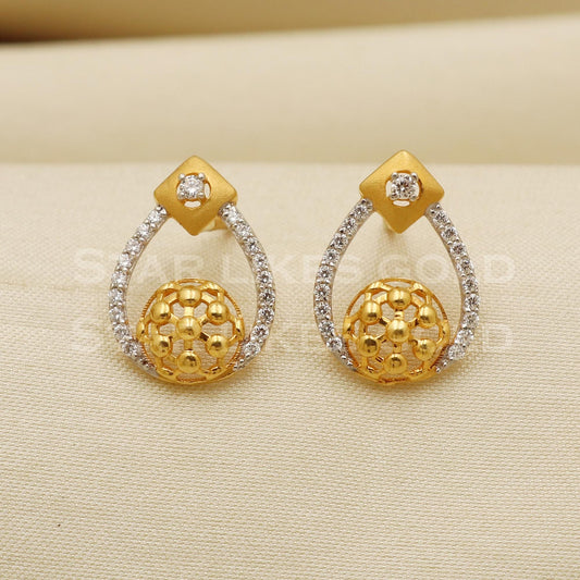 Zircons 22k 22 karat gold stud earrings jewelry, PR1111