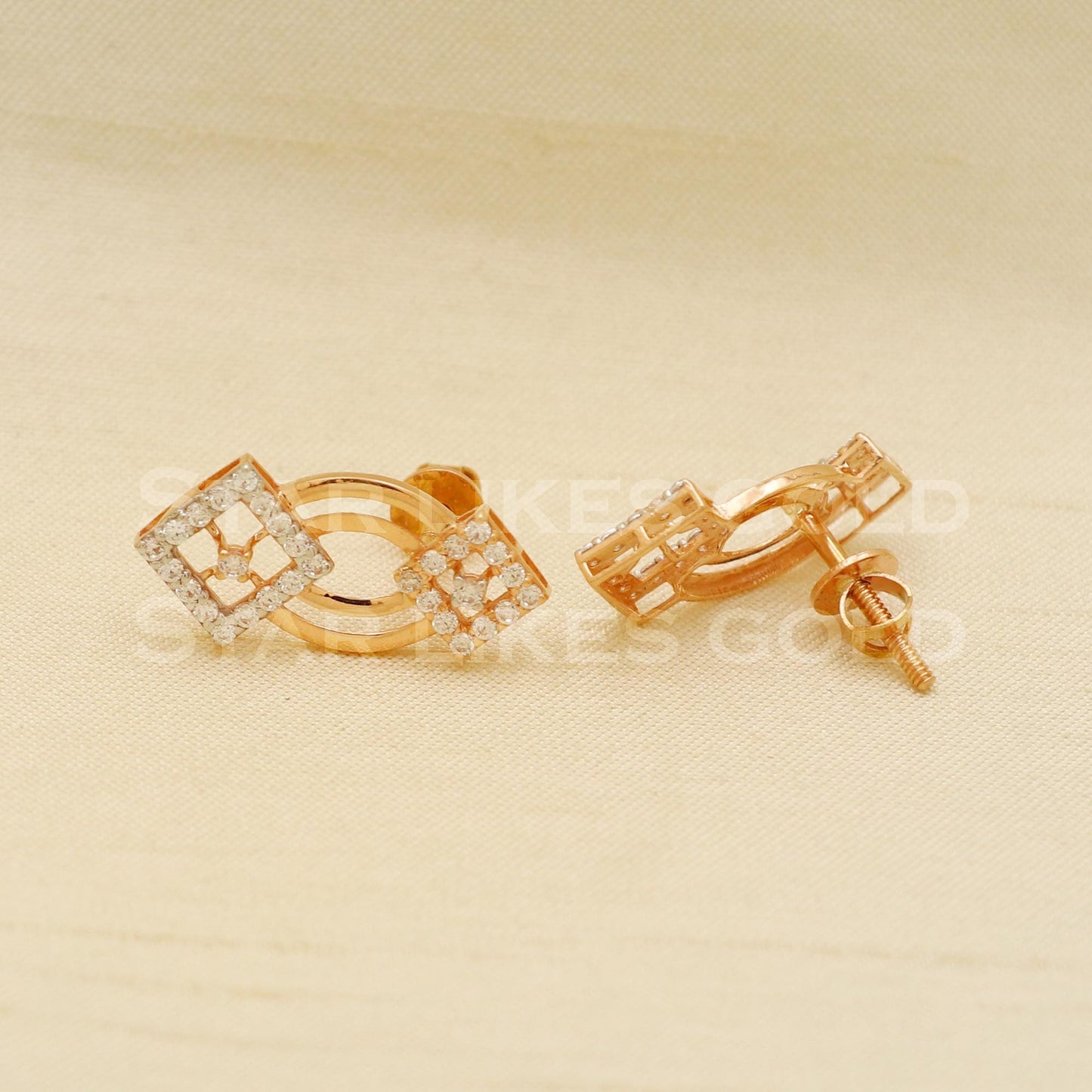Zircons 18k 22k 22 karat gold stud earrings jewelry, PR1113