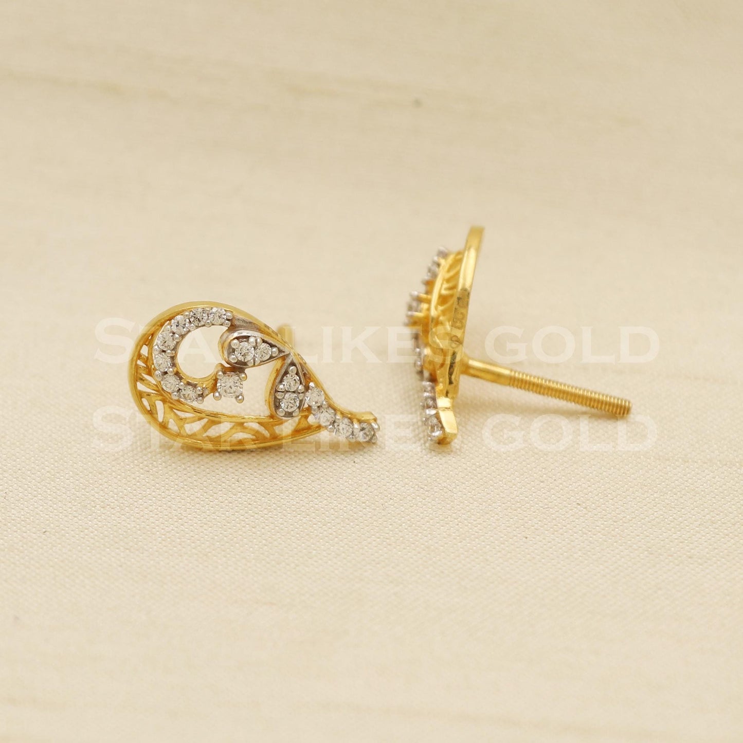 Zircons 18k 18 karat gold stud earrings jewelry, PR1118