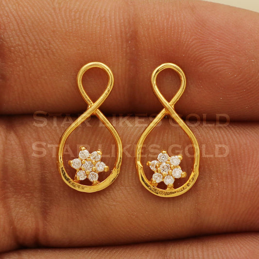 Zircons 22k 22 karat gold earrings jewelry, PR1120