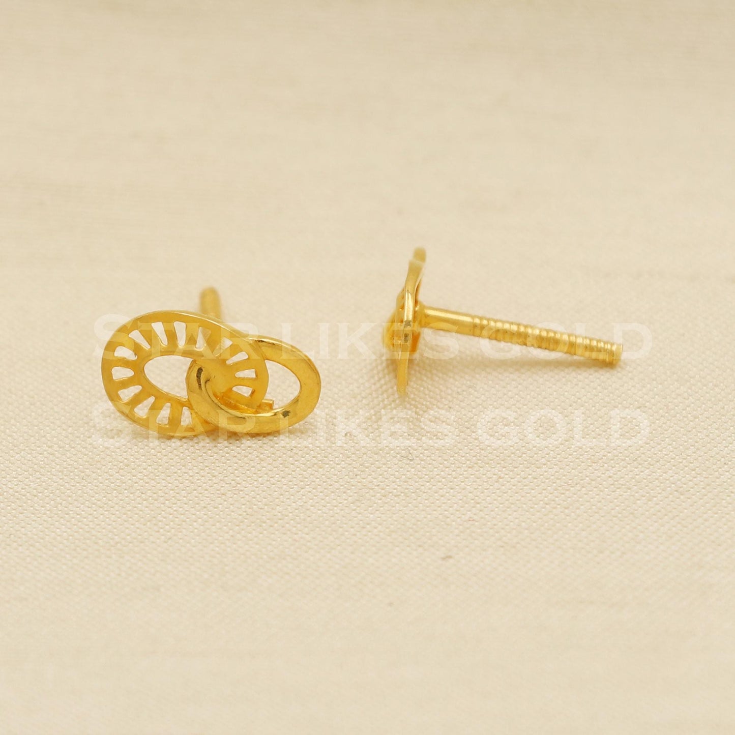 hoop in hoop style 22k 22 karat gold stud earrings jewelry, PR2046