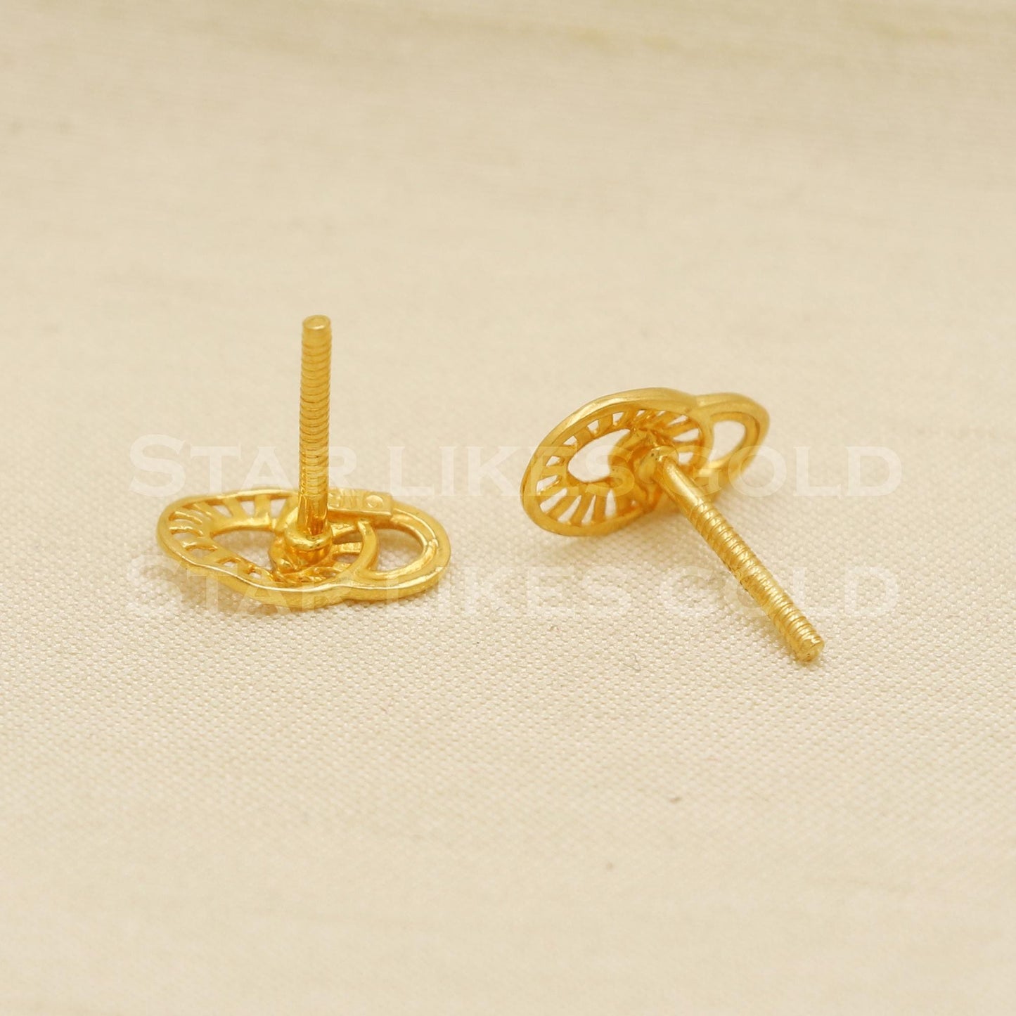 hoop in hoop style 22k 22 karat gold stud earrings jewelry, PR2046