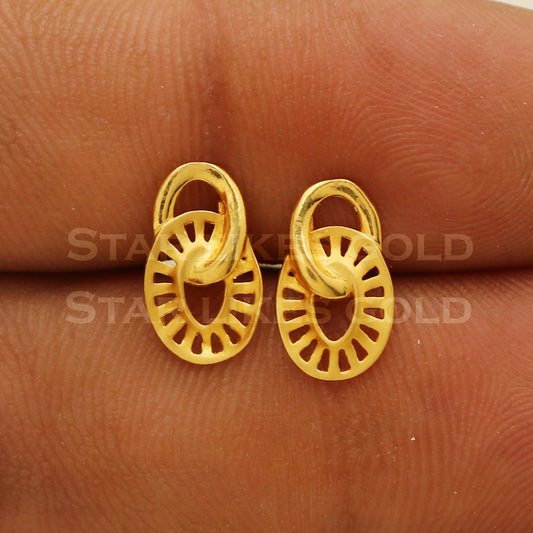 hoop in hoop style 22k 22 karat gold stud earrings jewelry, PR2046