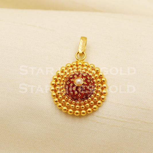 Pearl 22k Yellow Gold Handmade Pendant Jewelry, PR1182