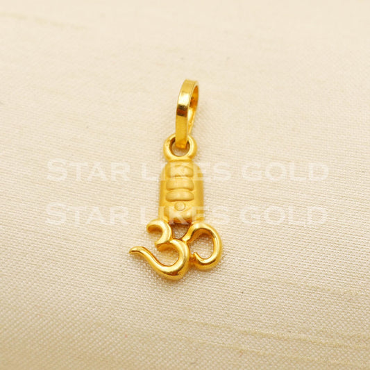 OM 22k Yellow Gold Handmade Charms Pendant light weight Jewelry, PR1212