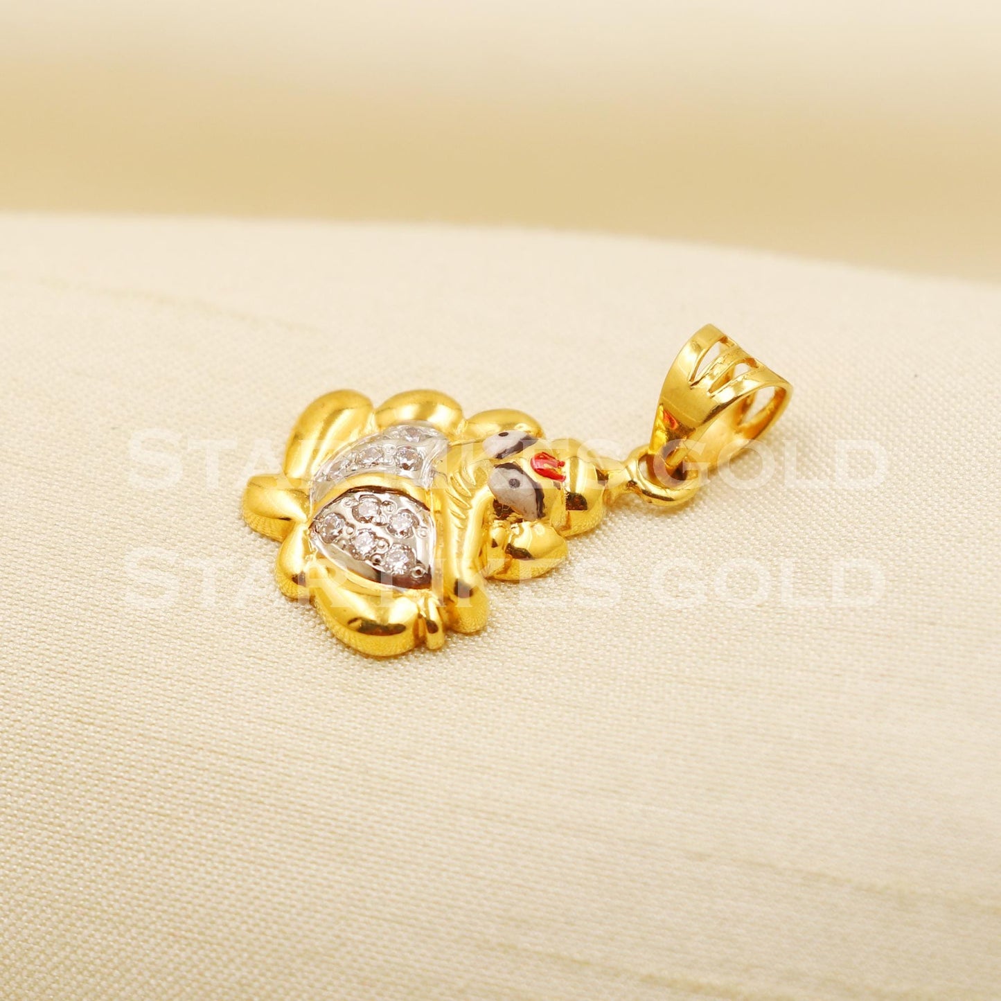 Ganeshji 22k Yellow Gold Handmade Charms Pendant light weight Jewelry, PR1216