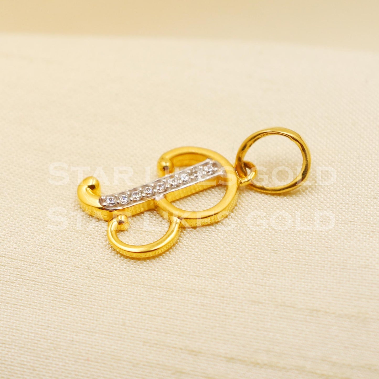B Name Initial 18k Yellow Gold Handmade Charms Pendant light weight Jewelry, PR1222