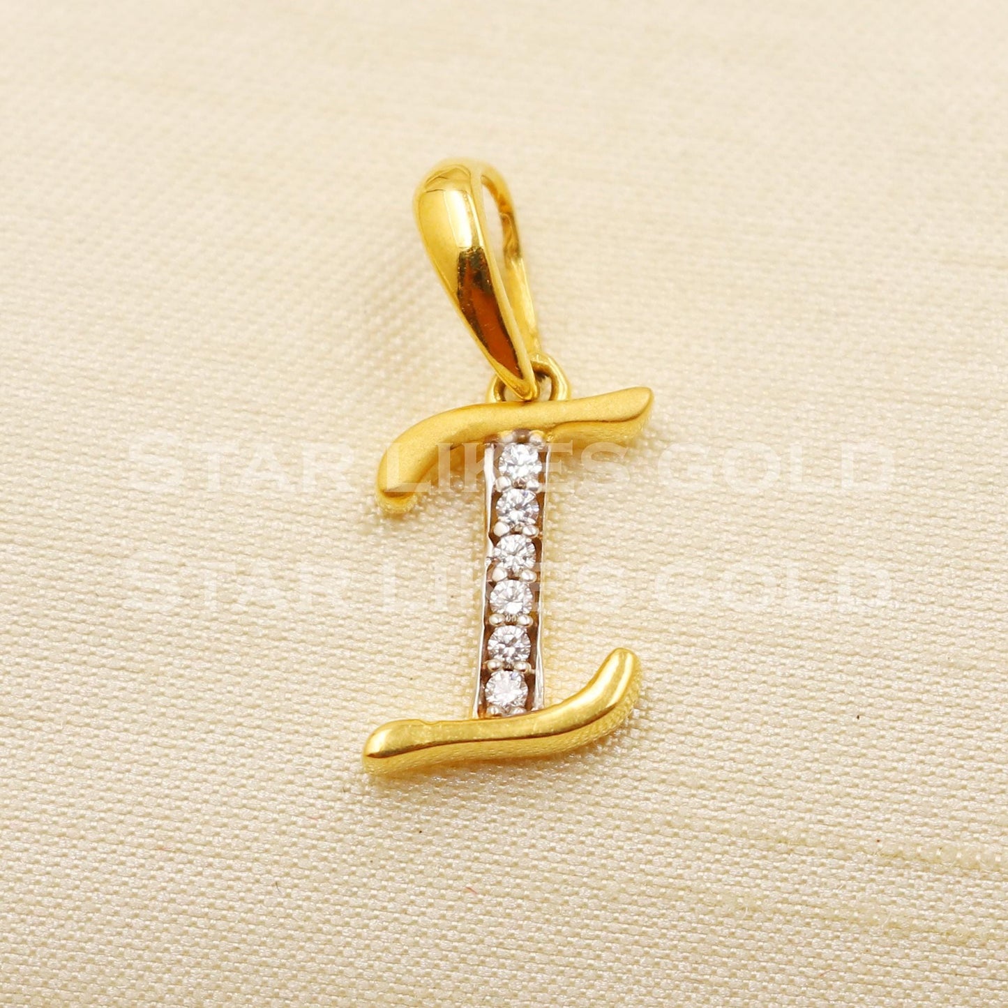 I Alphabet Initial 18k Yellow Gold Handmade Charms Pendant light weight Jewelry, PR1229