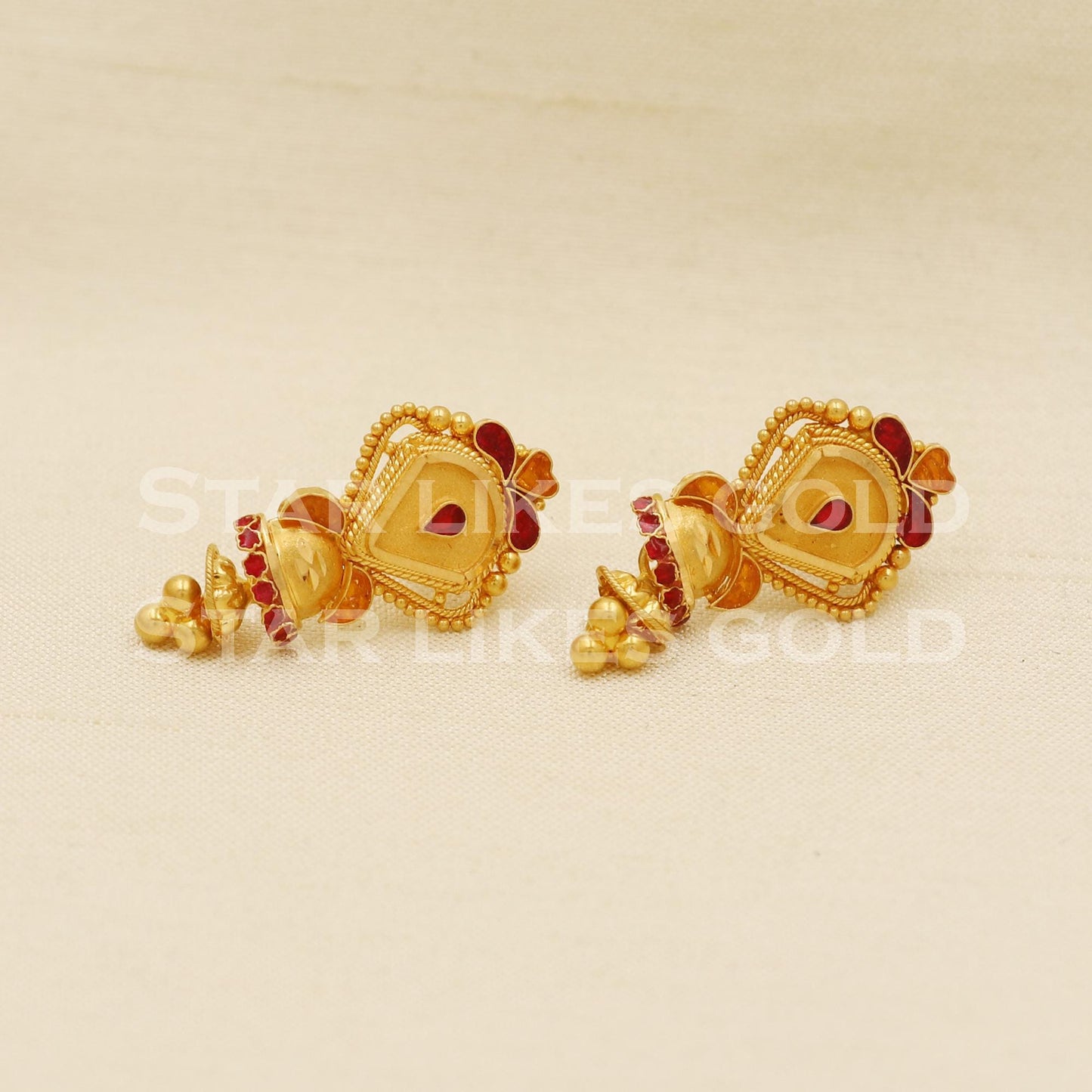 Pure 22k Gold Ethnic Festive Wear Earrings with Hallmark Assurance, PR1288