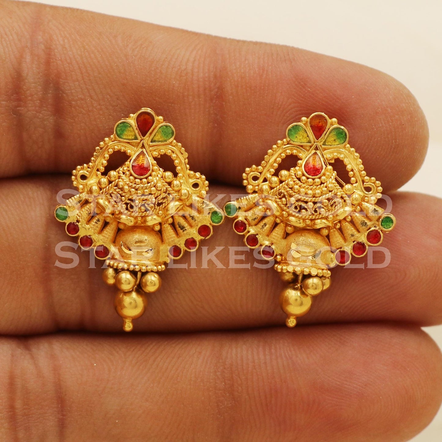 Stunning 22k 22 karat gold earrings, PR1304