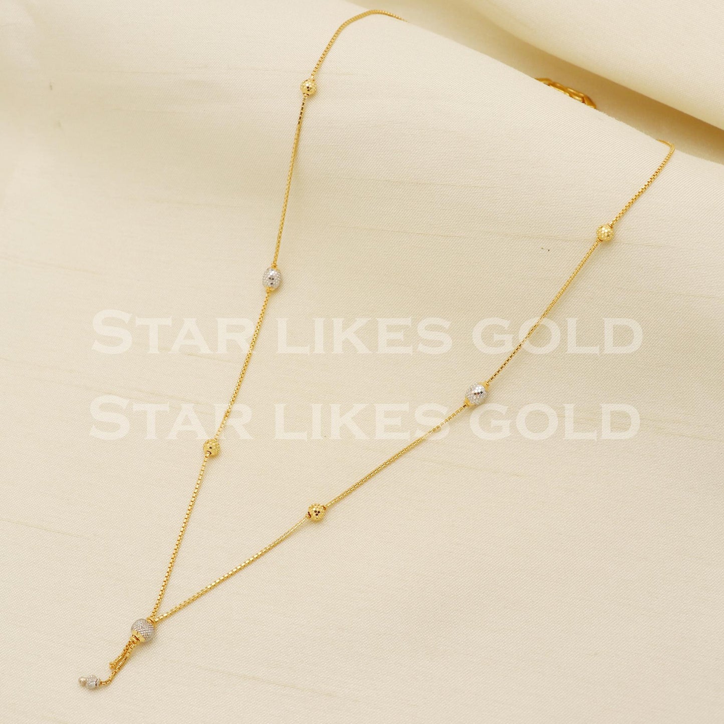 Elegant 22k Hallmark Gold Designer Two Tone Bead Chain Bead Pendant for Women, PR1313