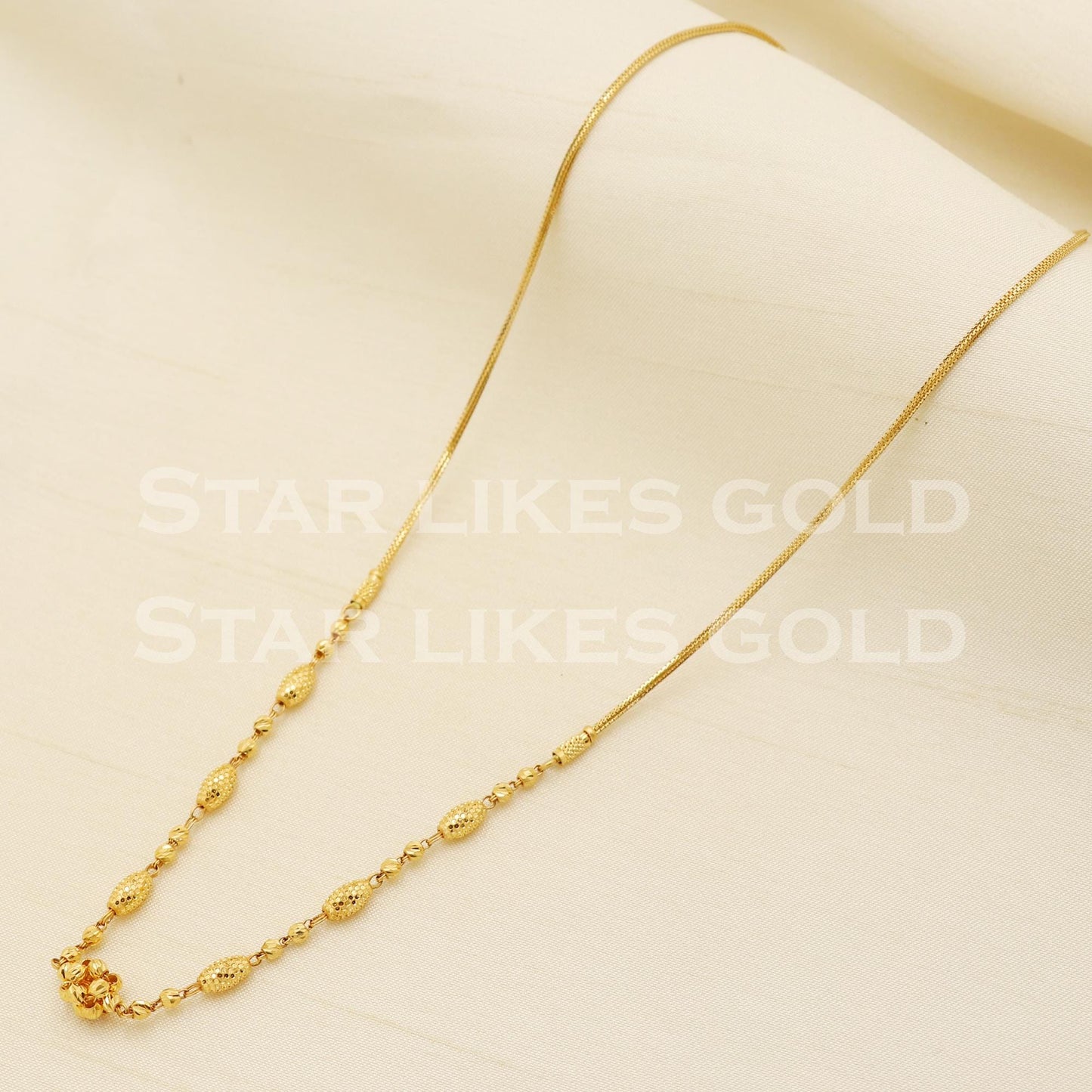 Elegant 22k Hallmark Gold Designer Bead Chain for Women, PR1315