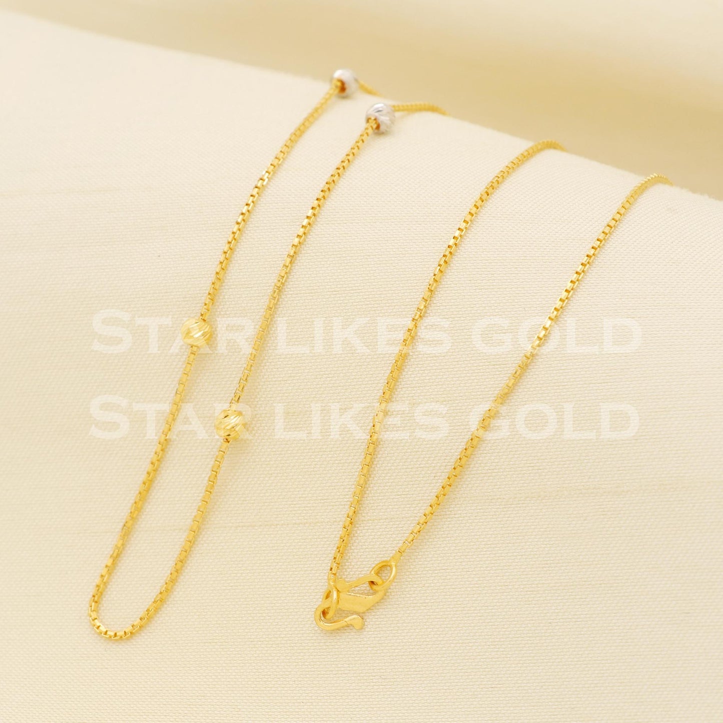 Elegant 22k Hallmark Gold Designer Bead Chain for Women, PR1317
