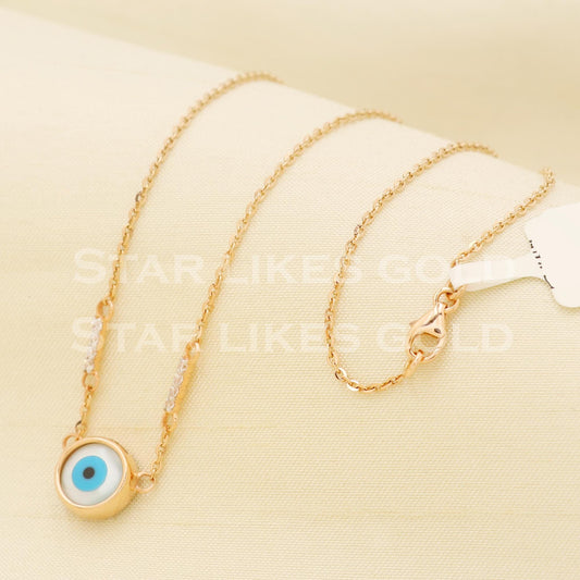 Evil Eye 18k 18KT GOLD chain necklace Handmade fine Jewelry, PR1334