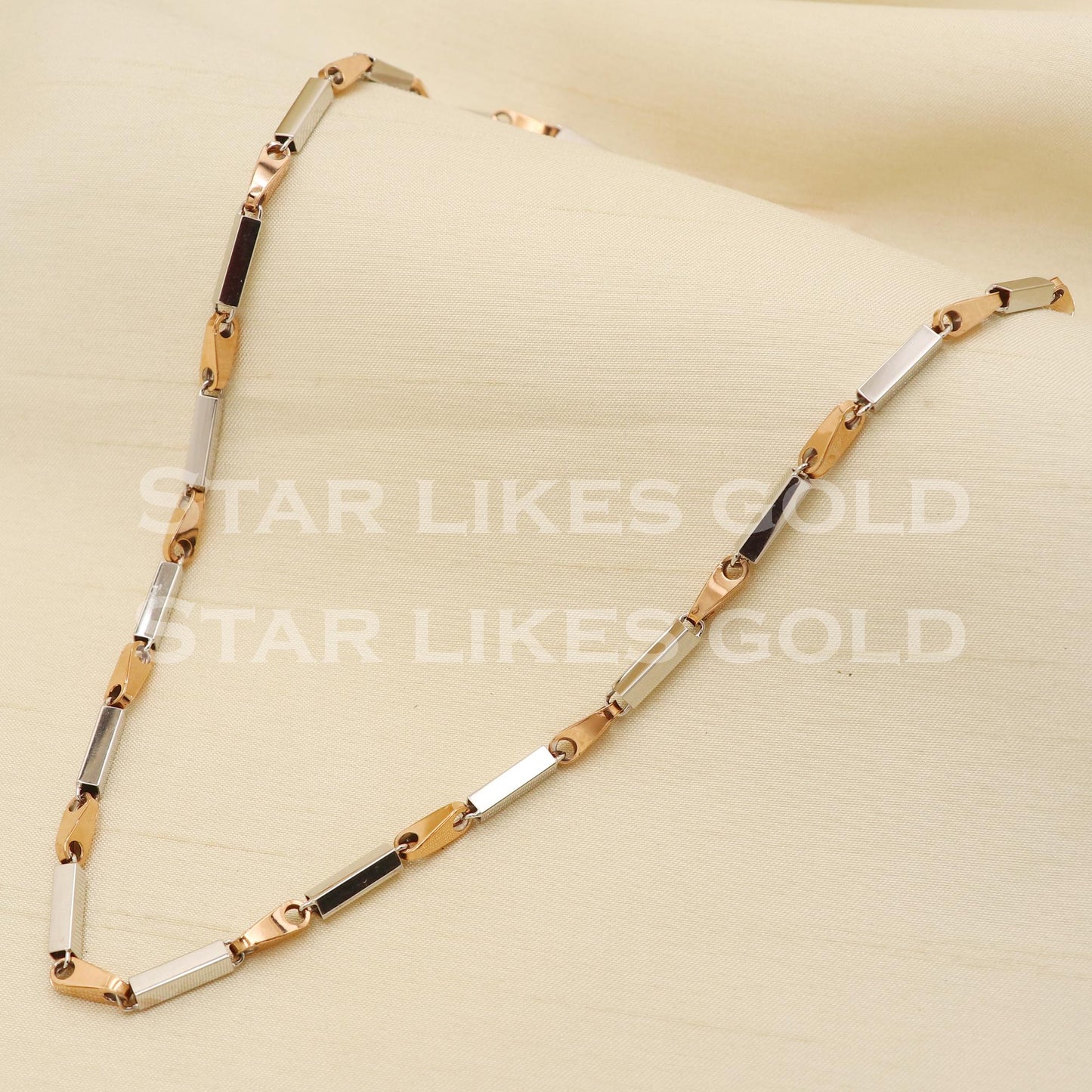 Bar Link 18k 18KT Rose White GOLD chain necklace Handmade fine Jewelry, PR1340