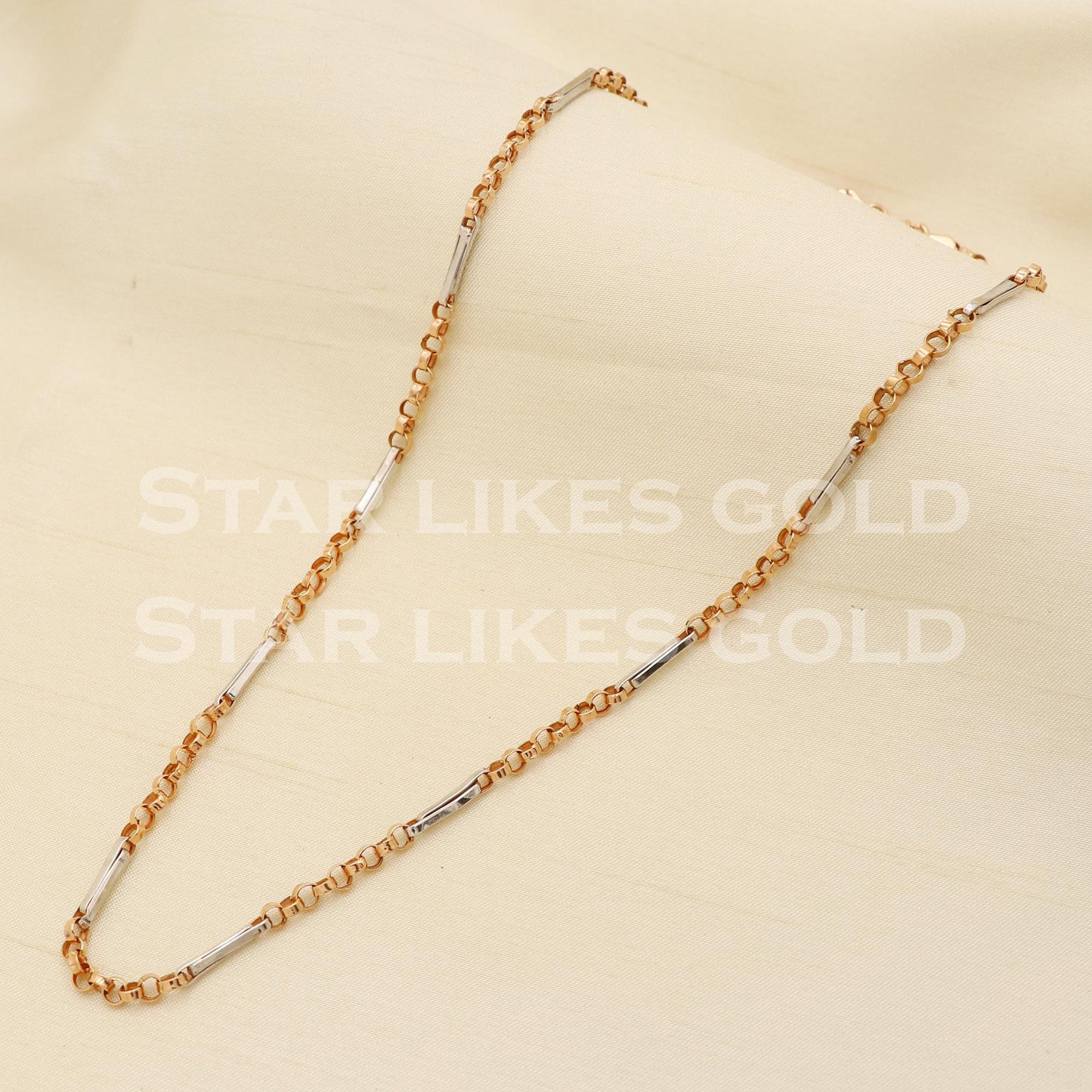 18k 18KT White Rose GOLD chain necklace Handmade fine Jewelry, PR1341