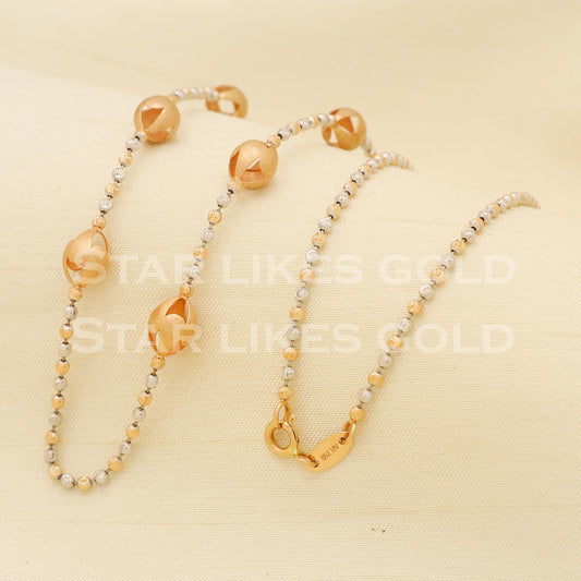 Balls Beads 18k 18KT GOLD chain women necklace Handmade fine Jewelry, PR1342
