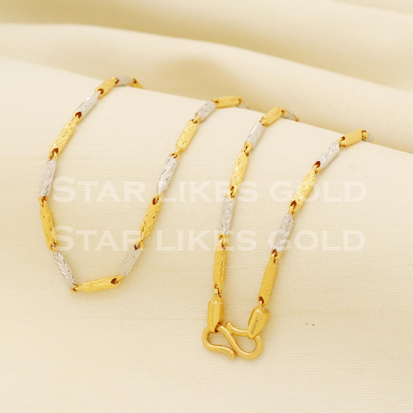 Beautiful 22k 22KT Yellow White GOLD chain necklace Handmade fine Jewelry, PR1346