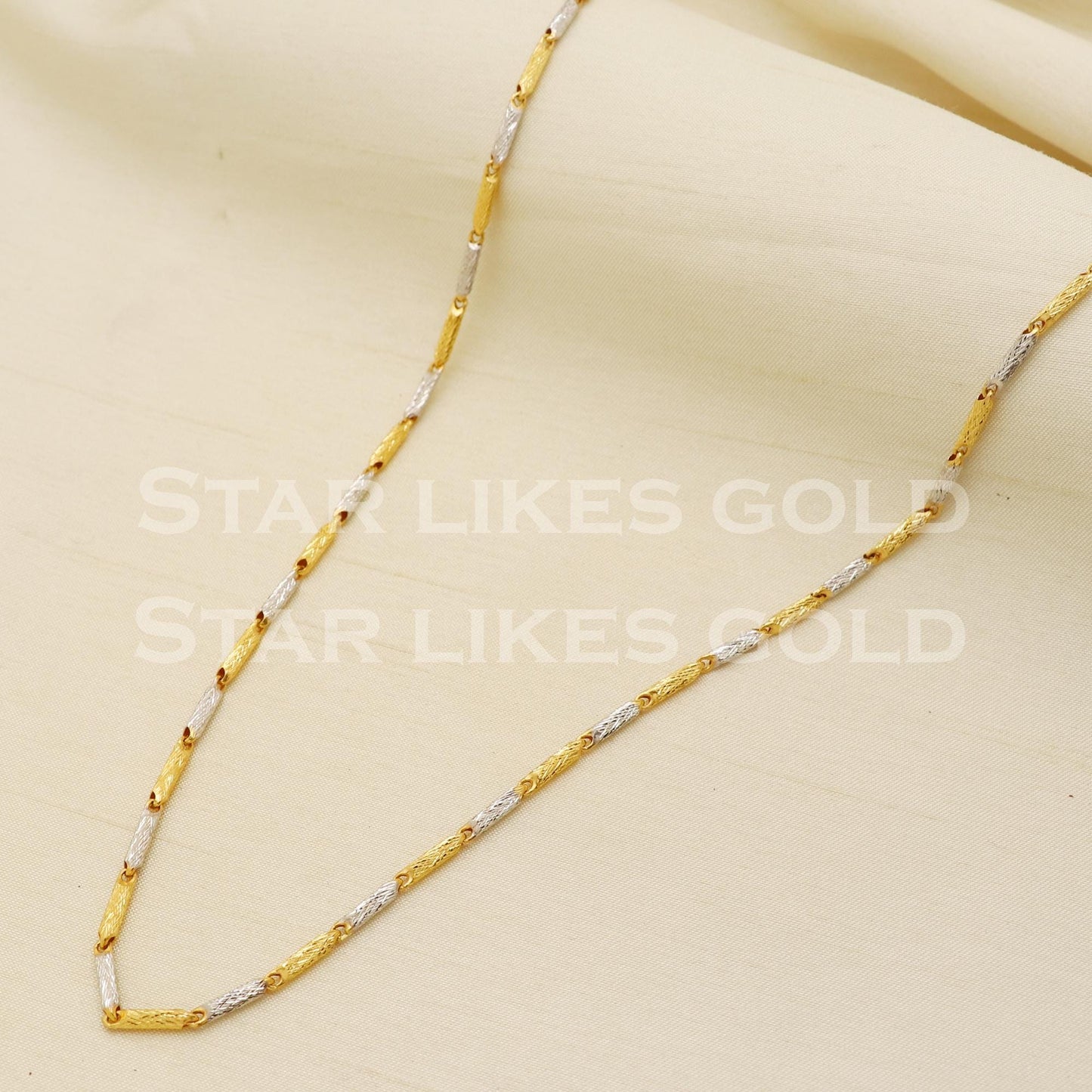 Beautiful 22k 22KT Yellow White GOLD chain necklace Handmade fine Jewelry, PR1346