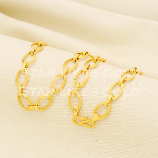 Oval Link 22k 22KT GOLD chain necklace Handmade fine Jewelry, PR1352