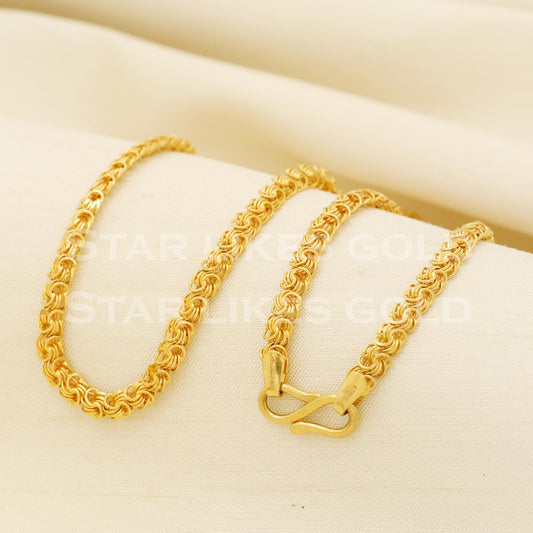 22k Hallmark Gold Heavy Byzantine Link Chain for Men & Women, PR1355