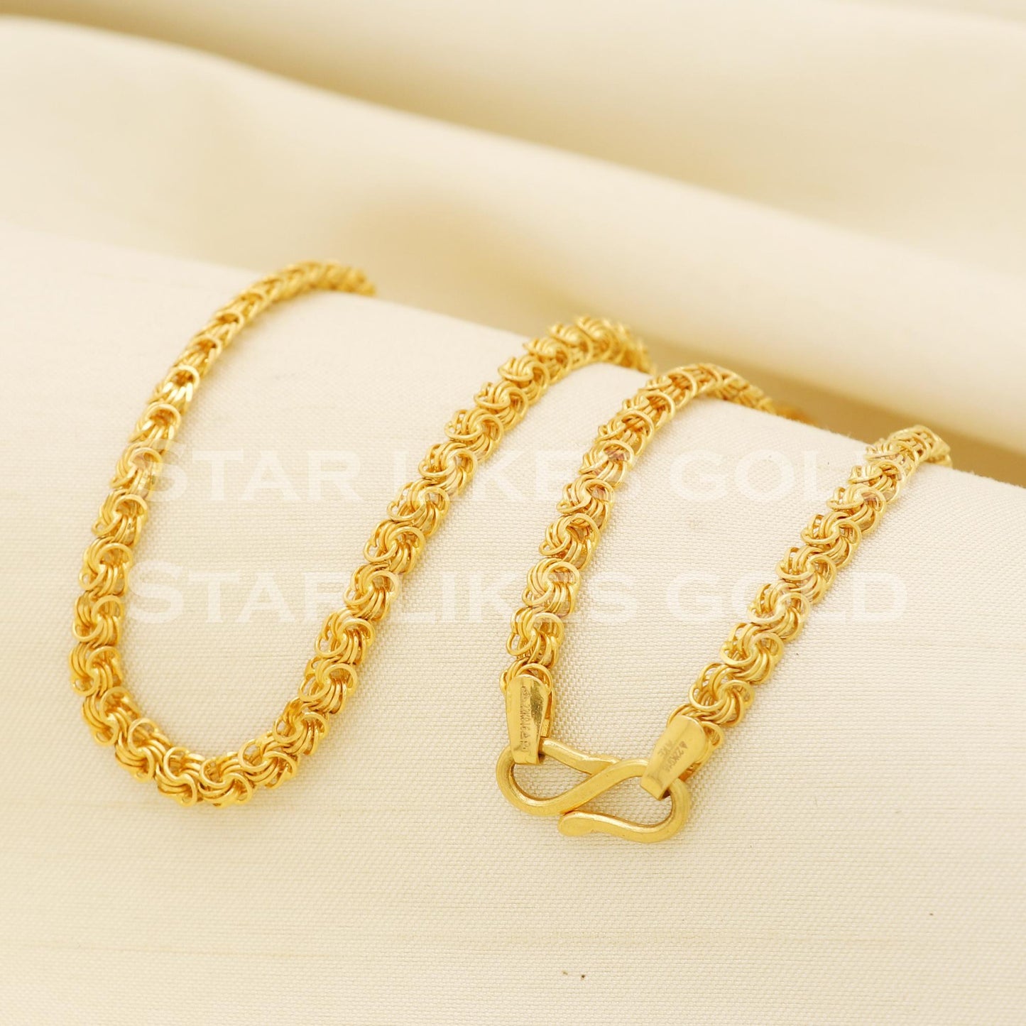 22k Hallmark Gold Heavy Byzantine Link Chain for Men & Women, PR1355