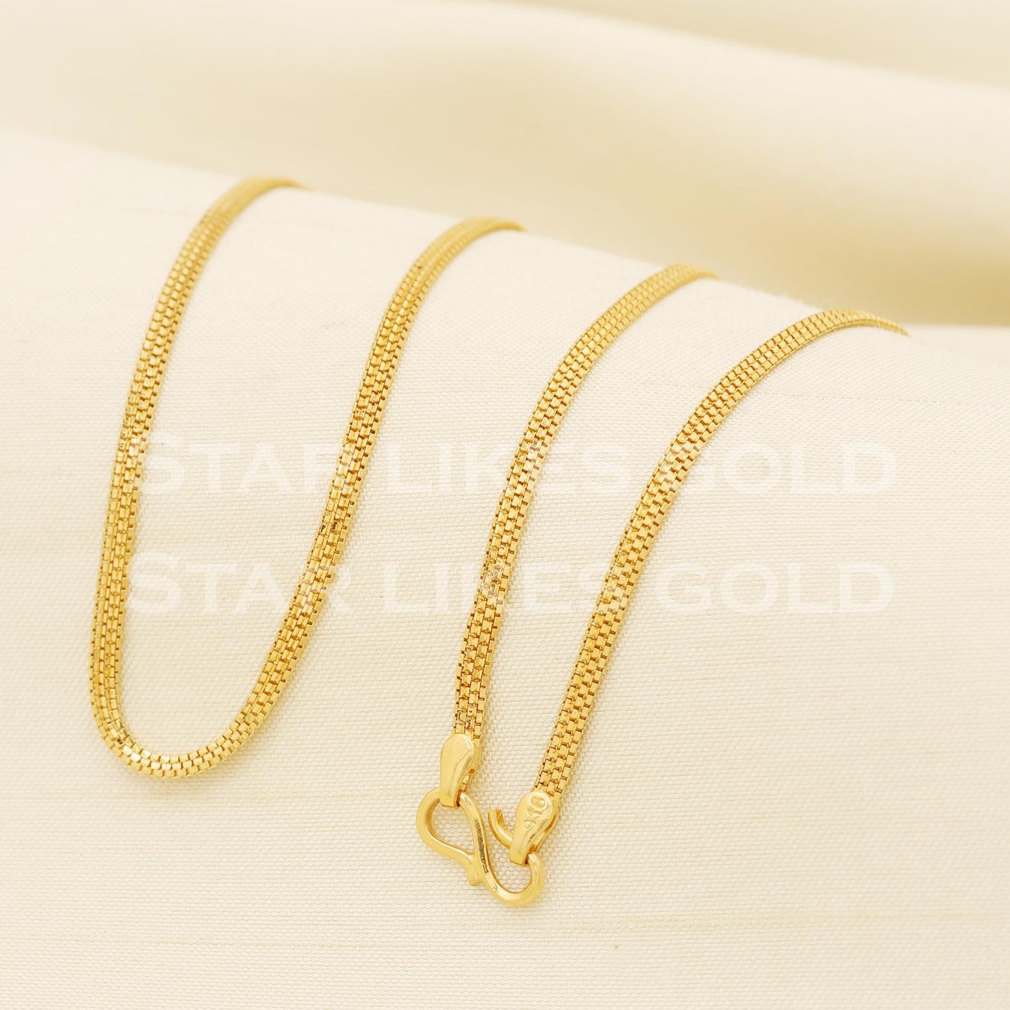 Elegant 22k Hallmark Gold Fine Box Mesh Link Chain Design, PR1366