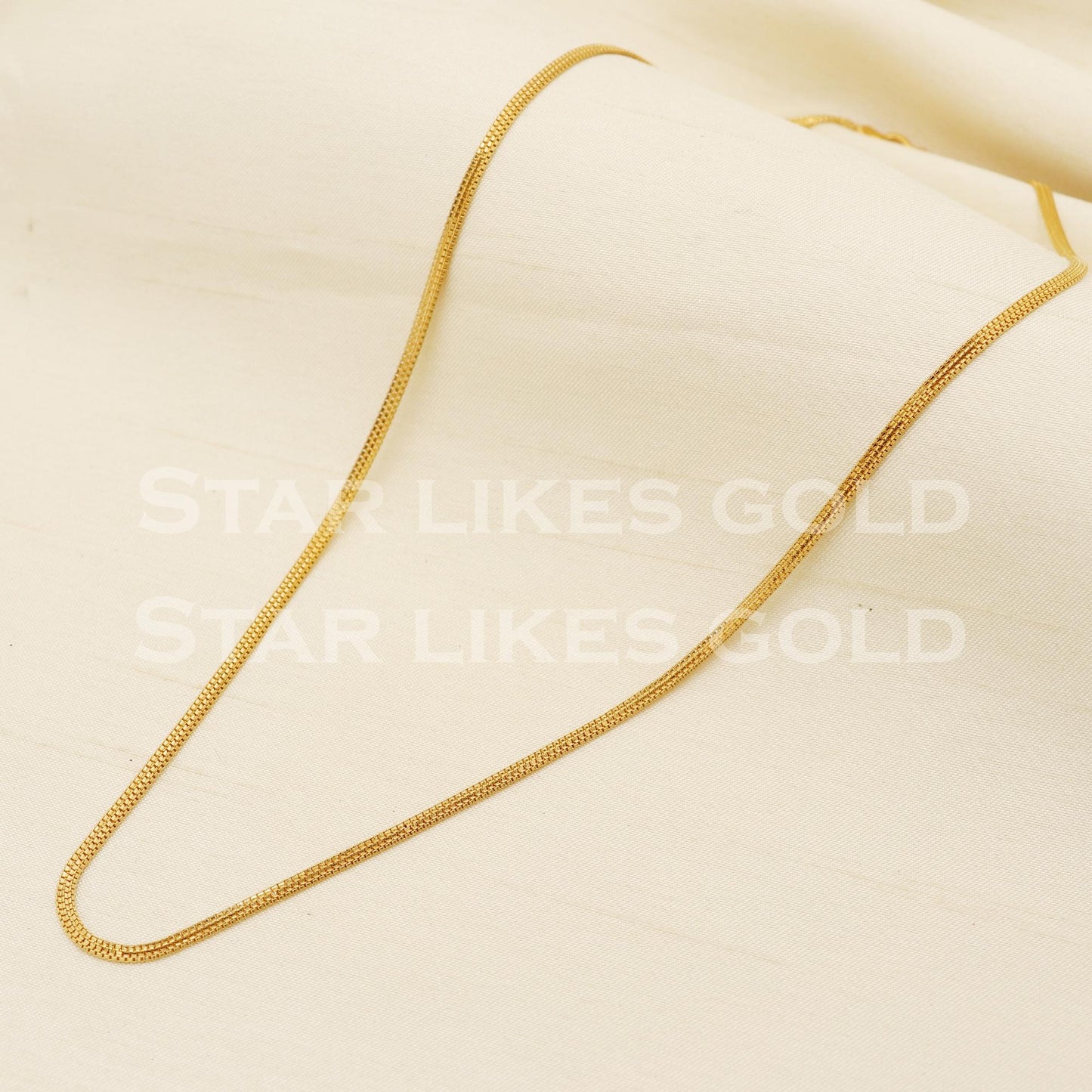 Elegant 22k Hallmark Gold Fine Box Mesh Link Chain Design, PR1366
