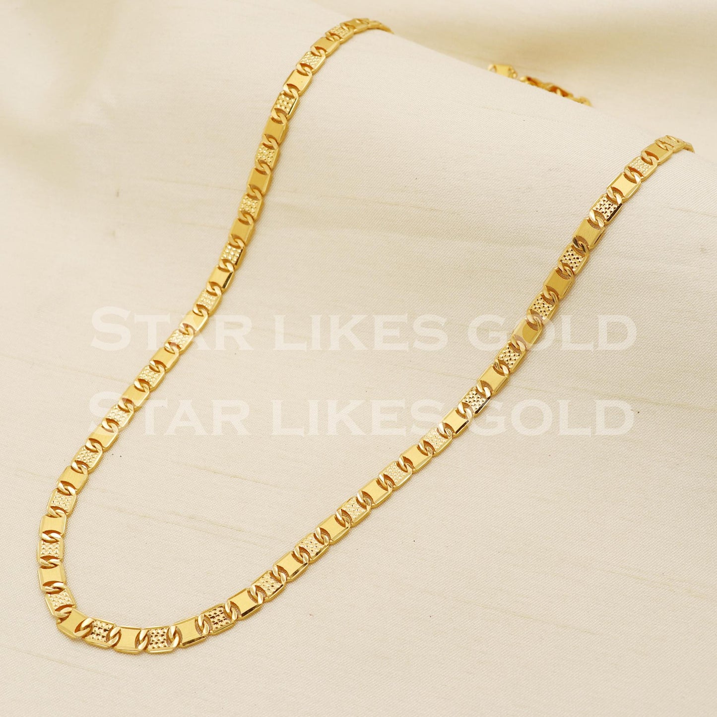 Premium 22k Gold Hallmark High-Polish Textured Curb Neckpiece, PR1370