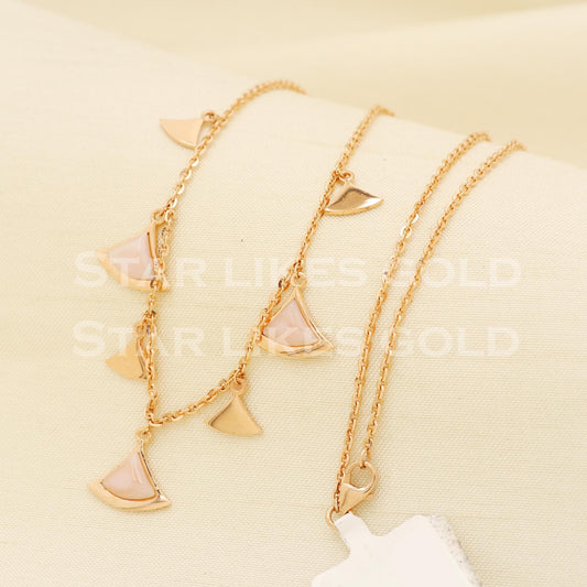 18k 18KT GOLD rose gold charms chain necklace Handmade fine Jewelry, PR1376