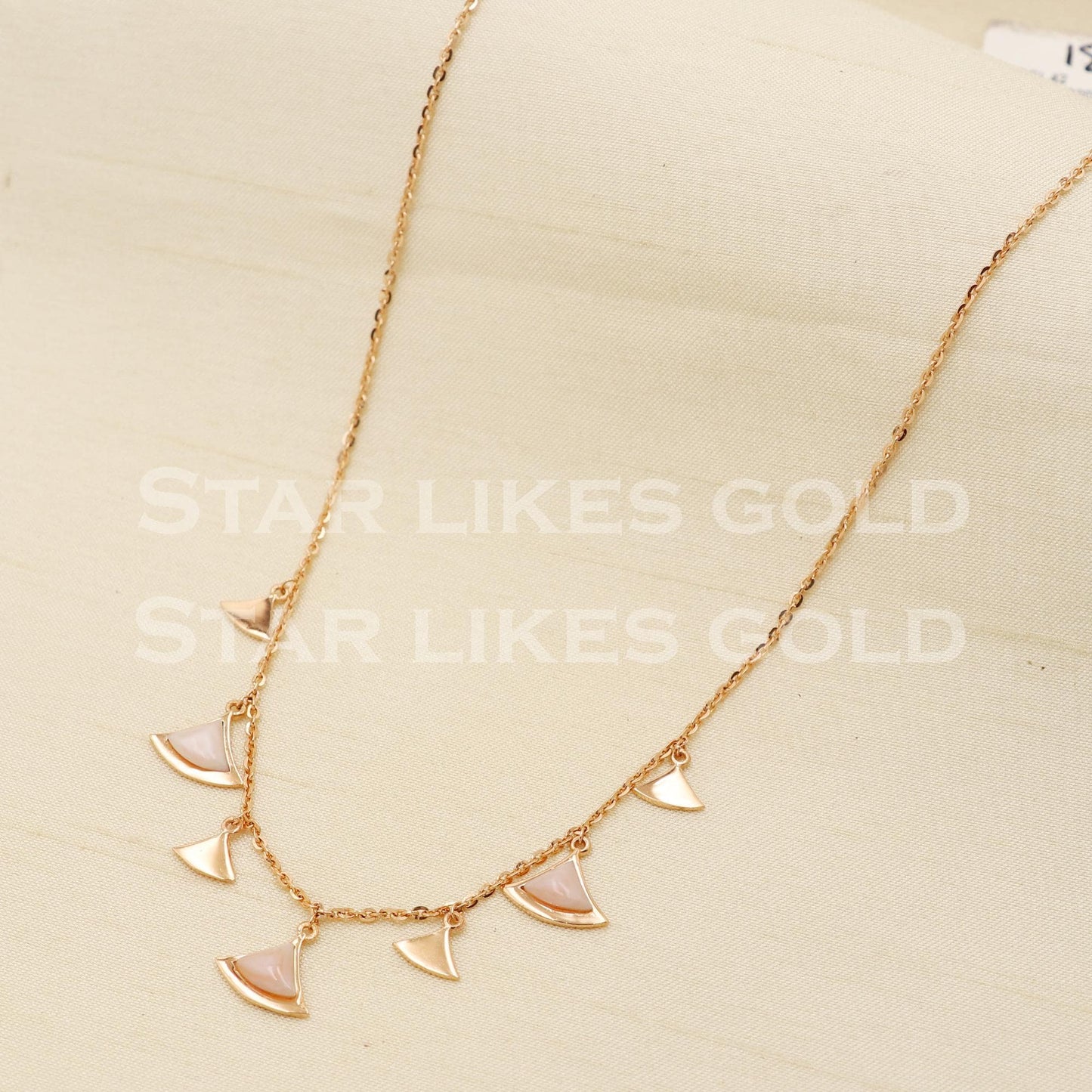 18k 18KT GOLD rose gold charms chain necklace Handmade fine Jewelry, PR1376