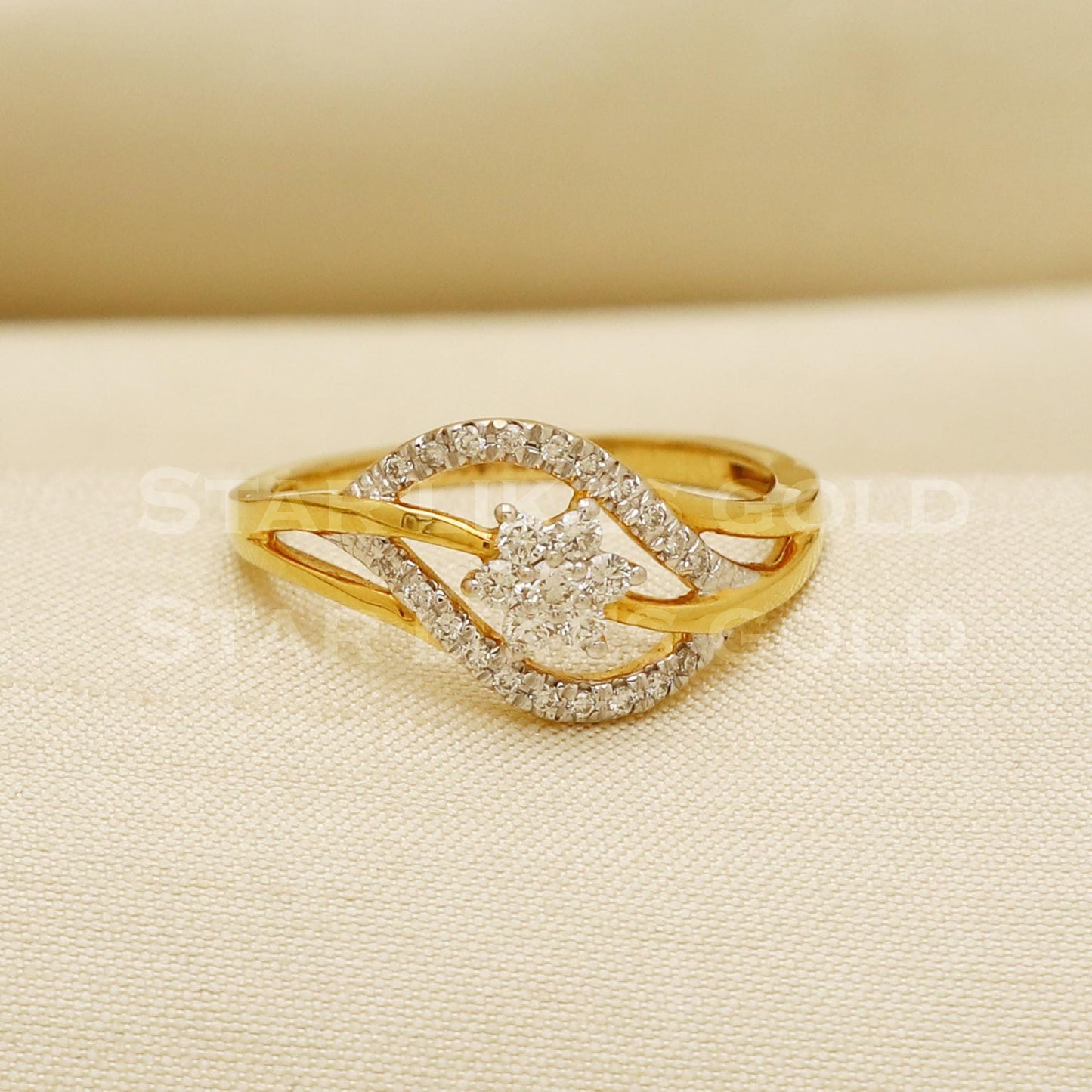 Handmade Natural Diamond Ring from India,18K gold Wt 2.57g, Diamond 0.24cts, Ring Size US All, width 9mm, PR1030