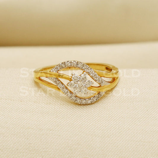 Handmade Natural Diamond Ring from India,18K gold Wt 2.57g, Diamond 0.24cts, Ring Size US All, width 9mm, PR1030