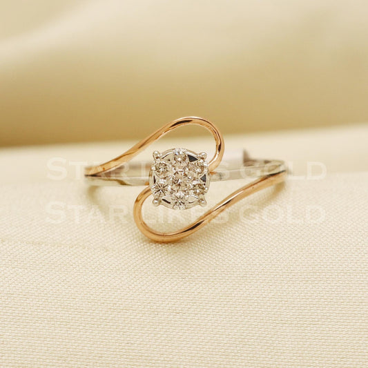 Handmade Natural Diamond Ring from India,14K gold Wt 2.31g, Diamond 0.22cts, Ring Size US All, width 6/12mm, PR1032