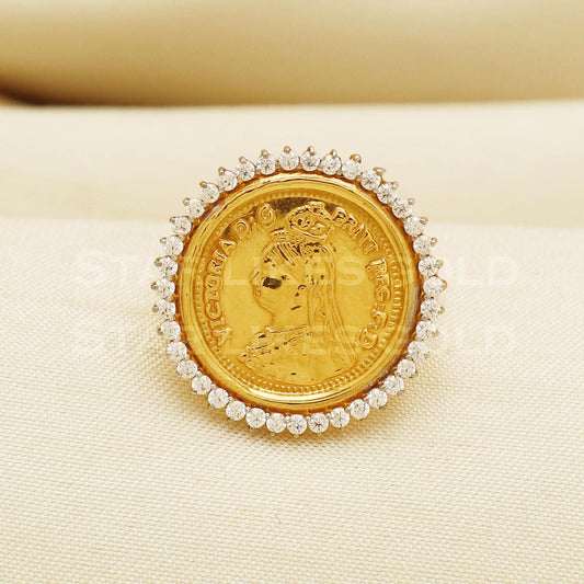 Queen 22 karat 22k gold Handmade Ring Jewelry, PR1039