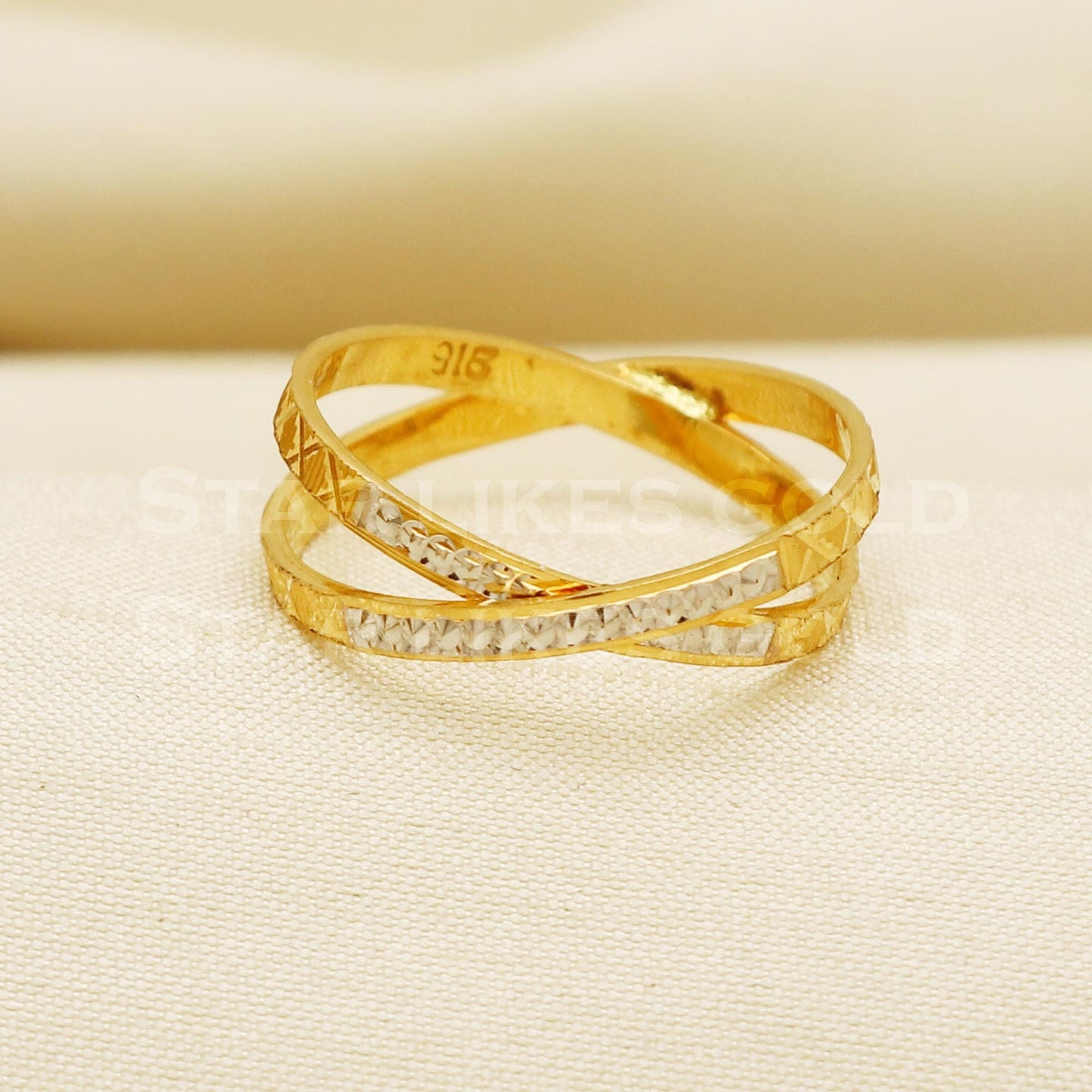 interlocking Rings 22 karat 22k Gold Handmade Ring Jewelry, PR1052