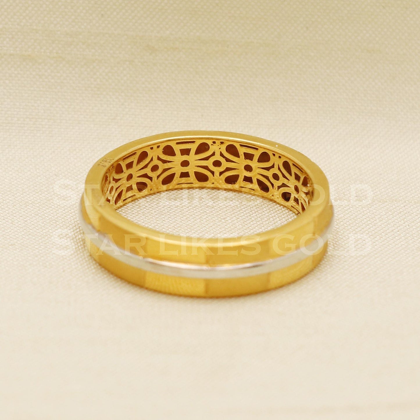 Exquisite 22K Gold Dual-Tone Comfort Fit Band | Classy Everyday Jewelry, PR1075