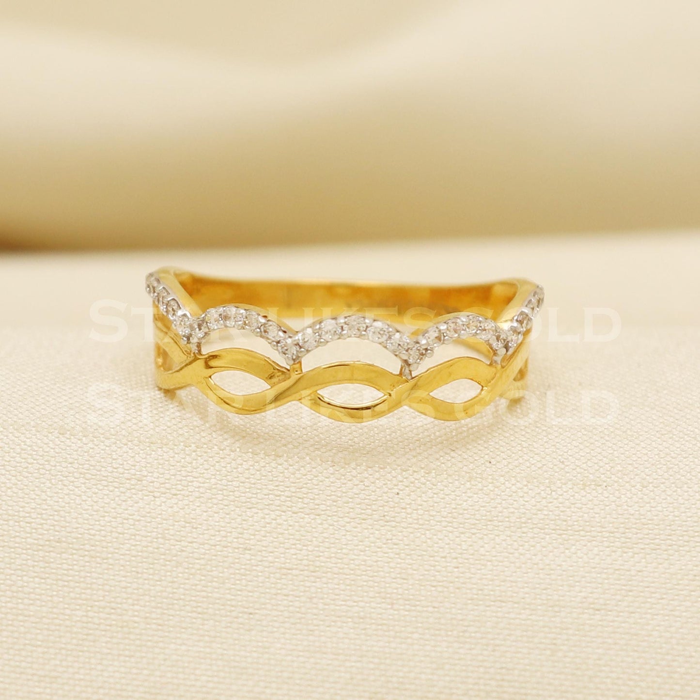 CZ 22 karat 22k Gold Handmade Ring Jewelry, PR1084