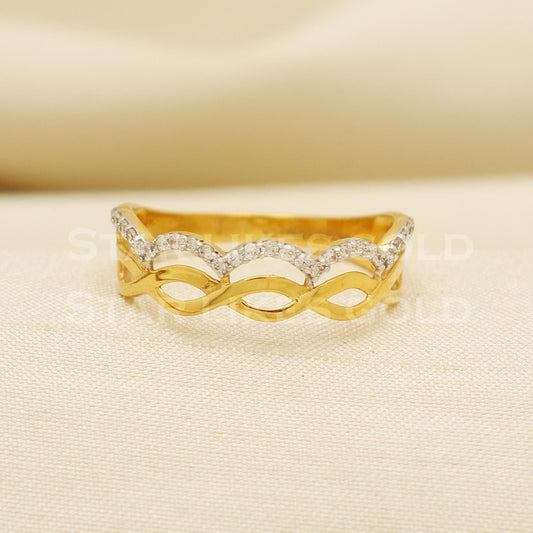 CZ 22 karat 22k Gold Handmade Ring Jewelry, PR1084
