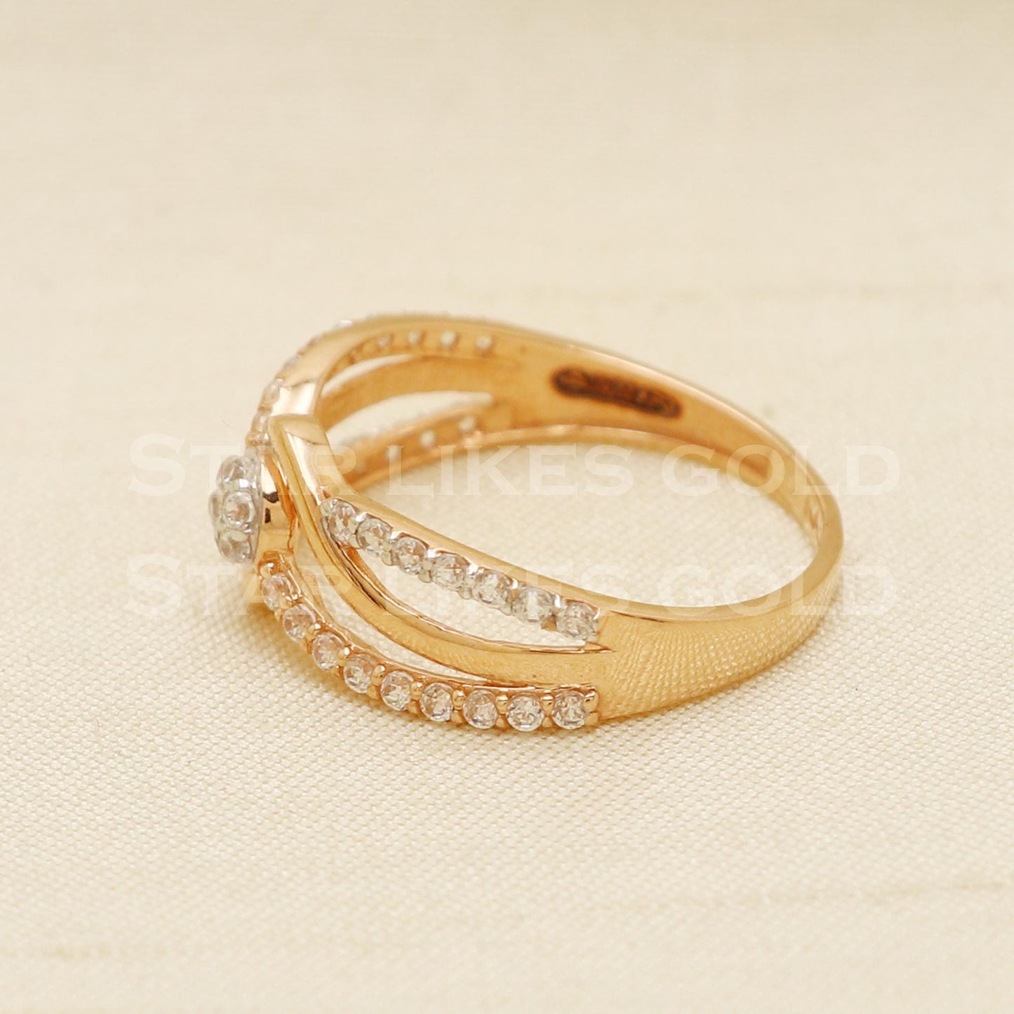 Zircon 22 karat 22k Rose Gold Ring Jewelry, PR1090