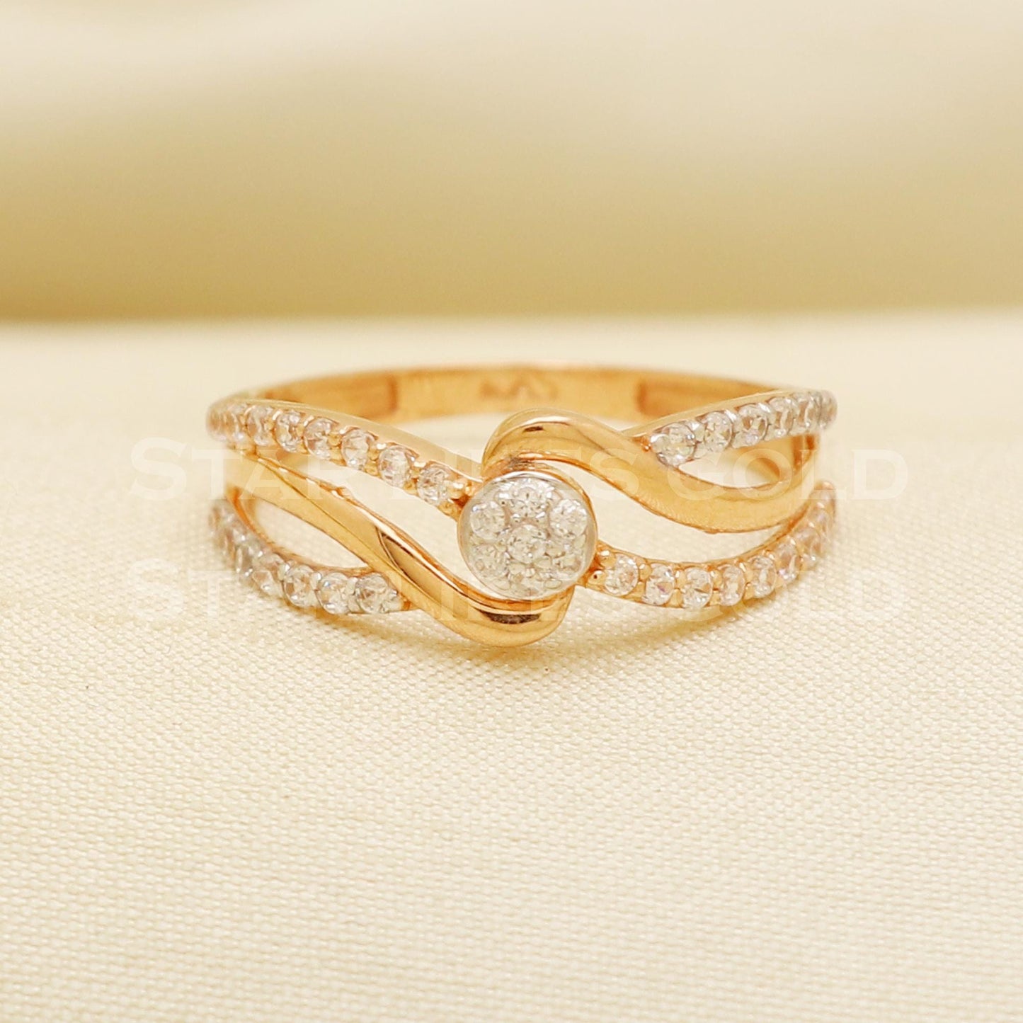 Zircon 22 karat 22k Rose Gold Ring Jewelry, PR1090