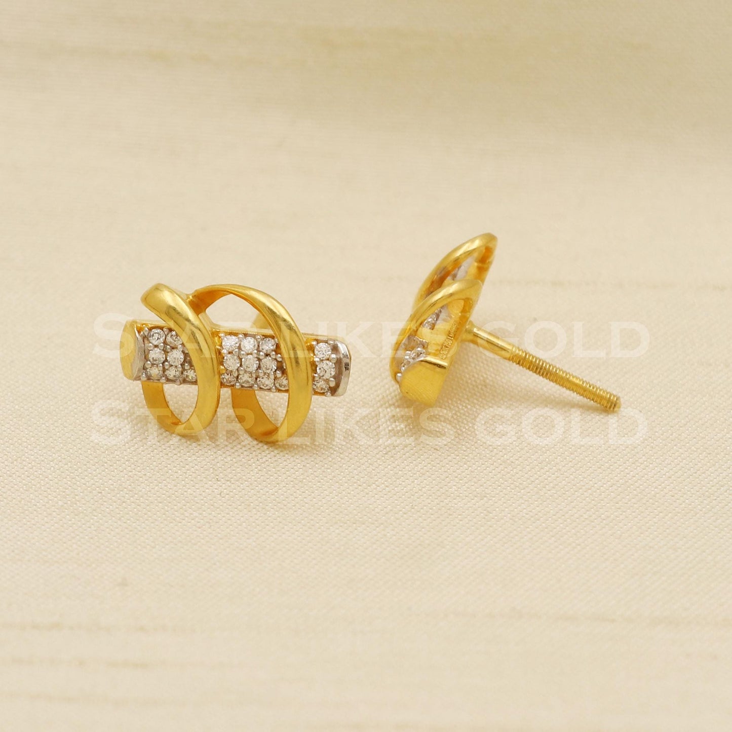 Zircons 18k 18 karat gold stud earrings jewelry, PR1108